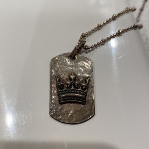 Sterling Silver Crown Pendant with Silver Adjustable Chain with Lobster Clasp